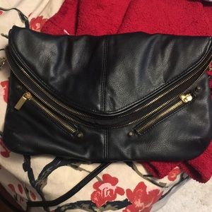 Medium black leather purse